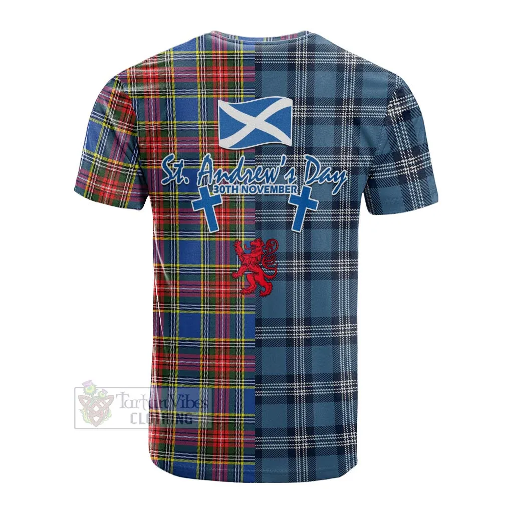 Bethune Tartan Cotton T-shirt Happy St. Andrew's Day Half Tartan Style