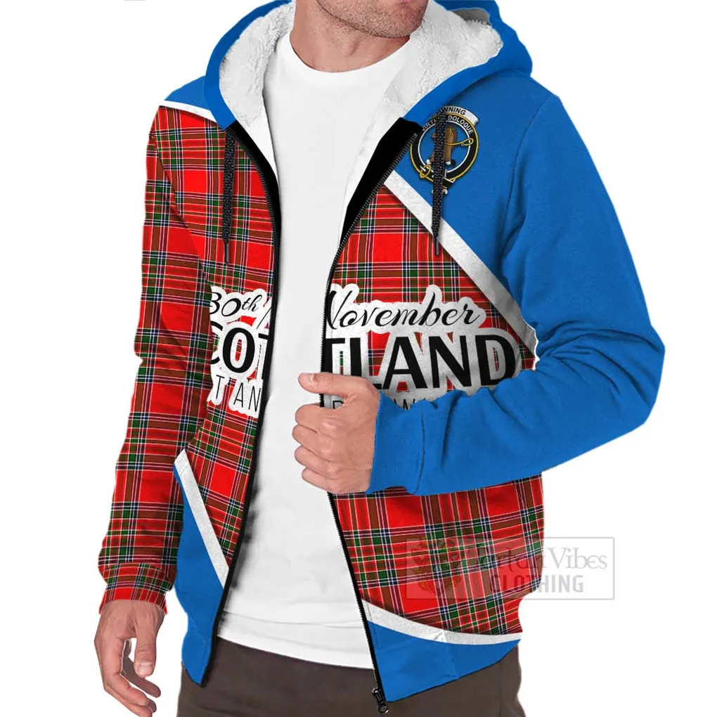 Binning Family Crest Tartan Sherpa Hoodie Celebrate Saint Andrew's Day in Style