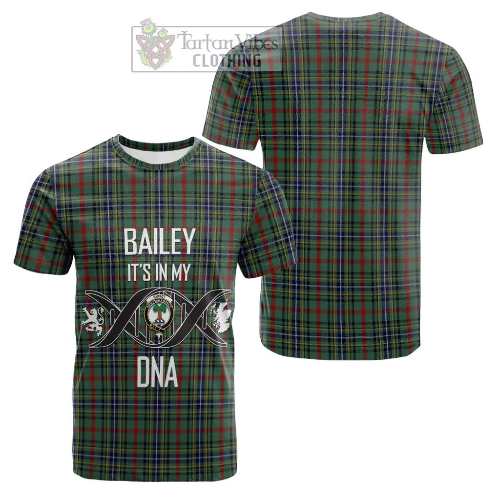 Bisset Tartan Cotton T-shirt with Family Crest DNA In Me Style