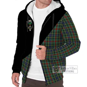 Bisset Tartan Sherpa Hoodie with Family Crest and Military Logo Style