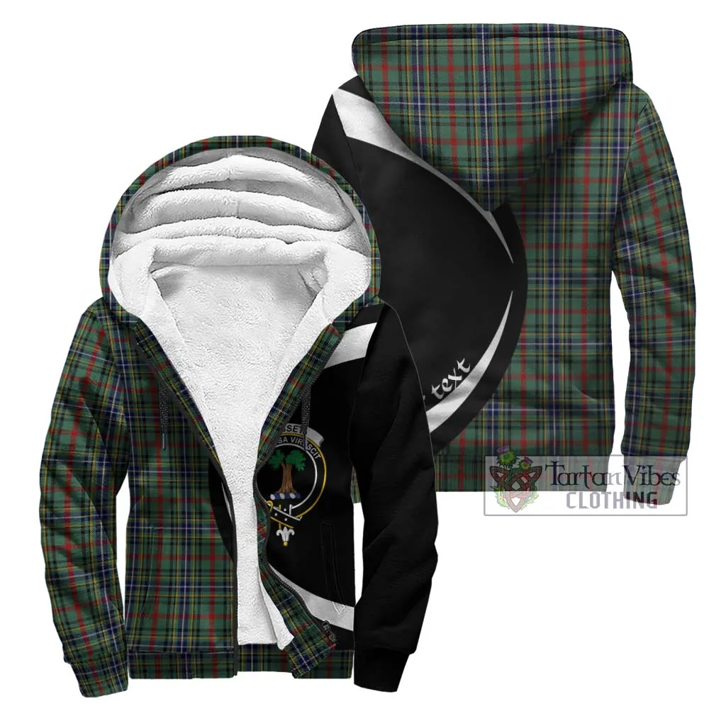 Bisset Tartan Sherpa Hoodie with Family Crest Circle Style