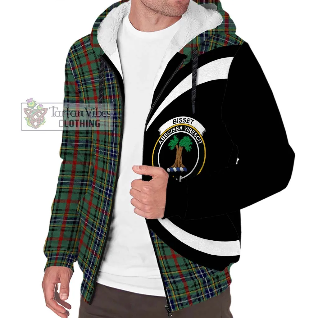 Bisset Tartan Sherpa Hoodie with Family Crest Circle Style