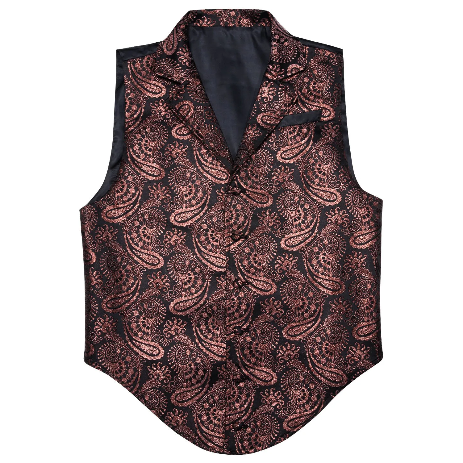 Black Brown with Bright Line Paisley Jacquard Men's Collar Victorian Suit Vest