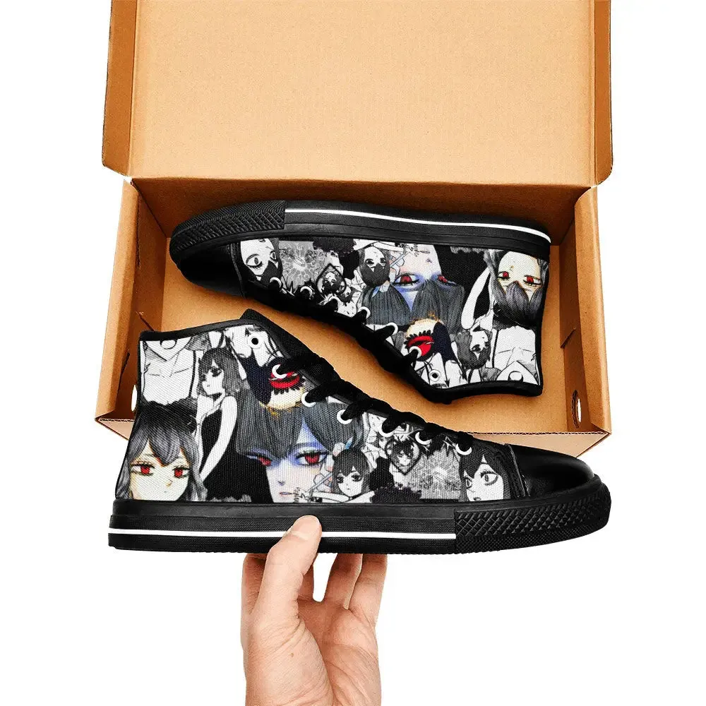 Black Clover Nero Secre Swallowtail Shoes High Tops Sneakers for Kids and Adults