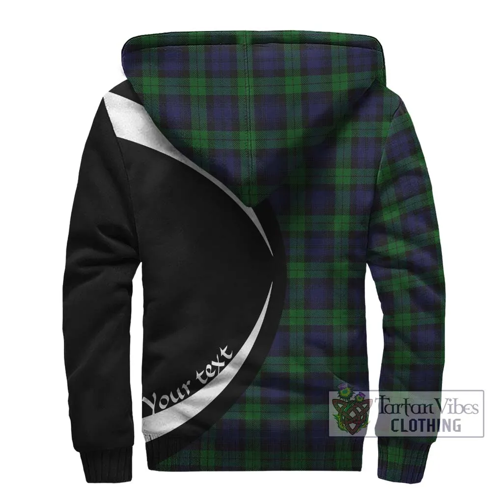 Black Watch Tartan Sherpa Hoodie with Family Crest Circle Style