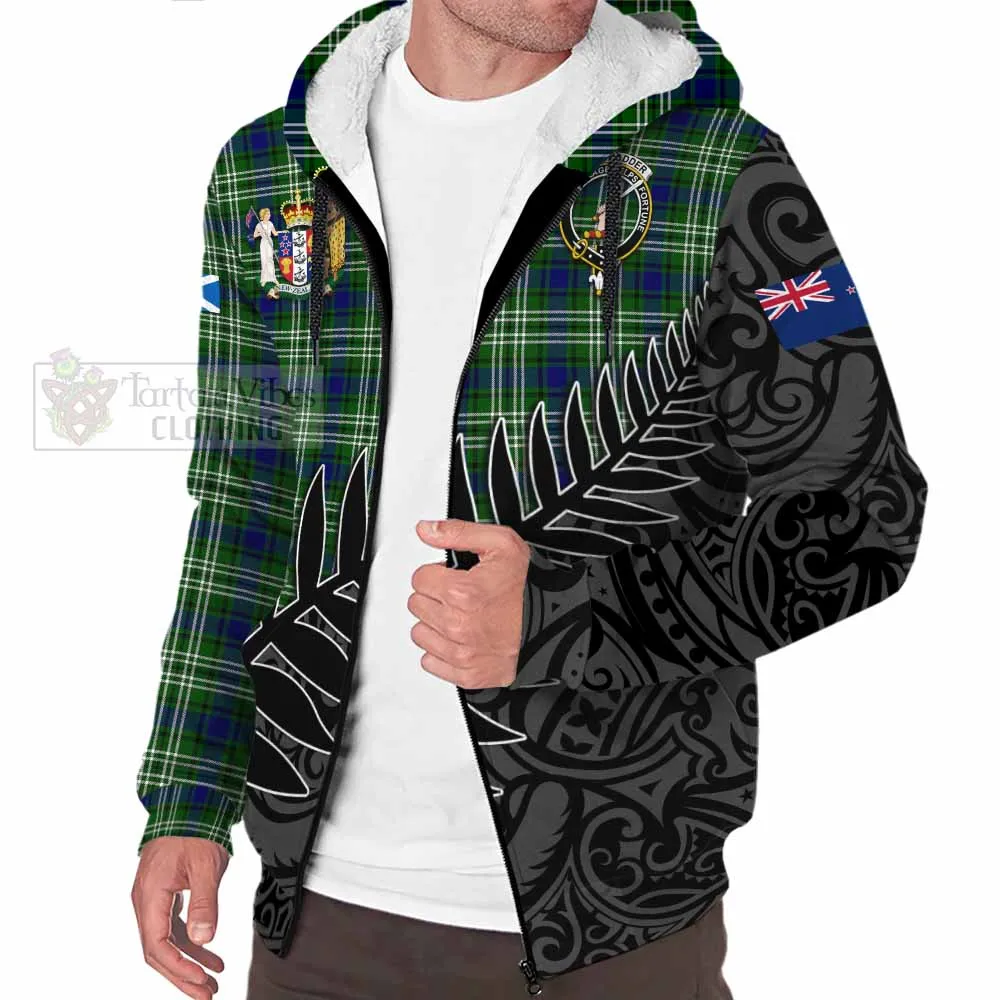 Blackadder Crest Tartan Sherpa Hoodie with New Zealand Silver Fern Half Style