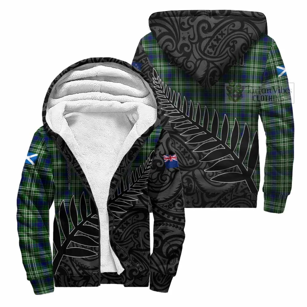 Blackadder Crest Tartan Sherpa Hoodie with New Zealand Silver Fern Half Style