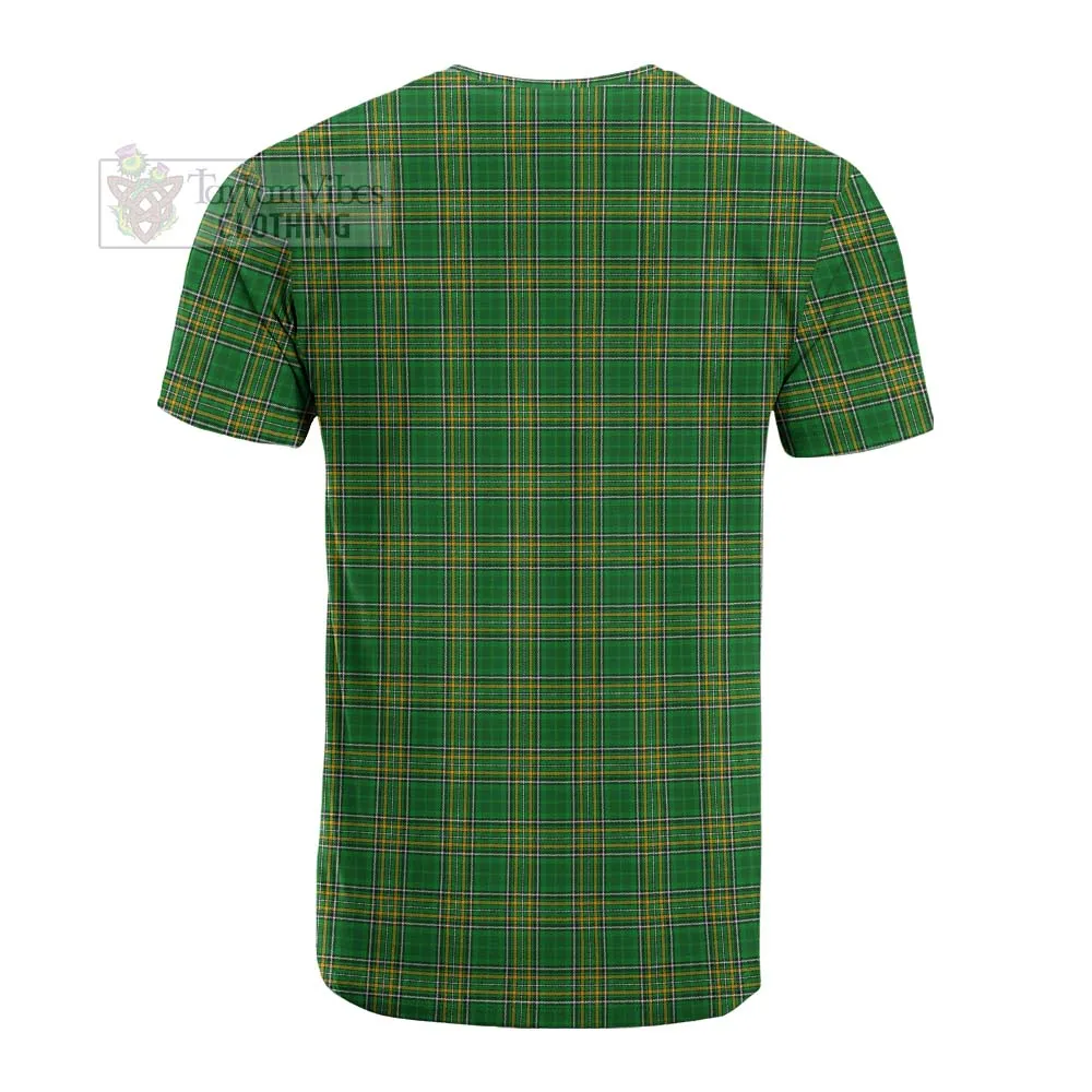 Blood Irish Clan Tartan Cotton T-shirt with Coat of Arms