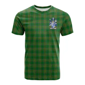 Blood Irish Clan Tartan Cotton T-shirt with Coat of Arms