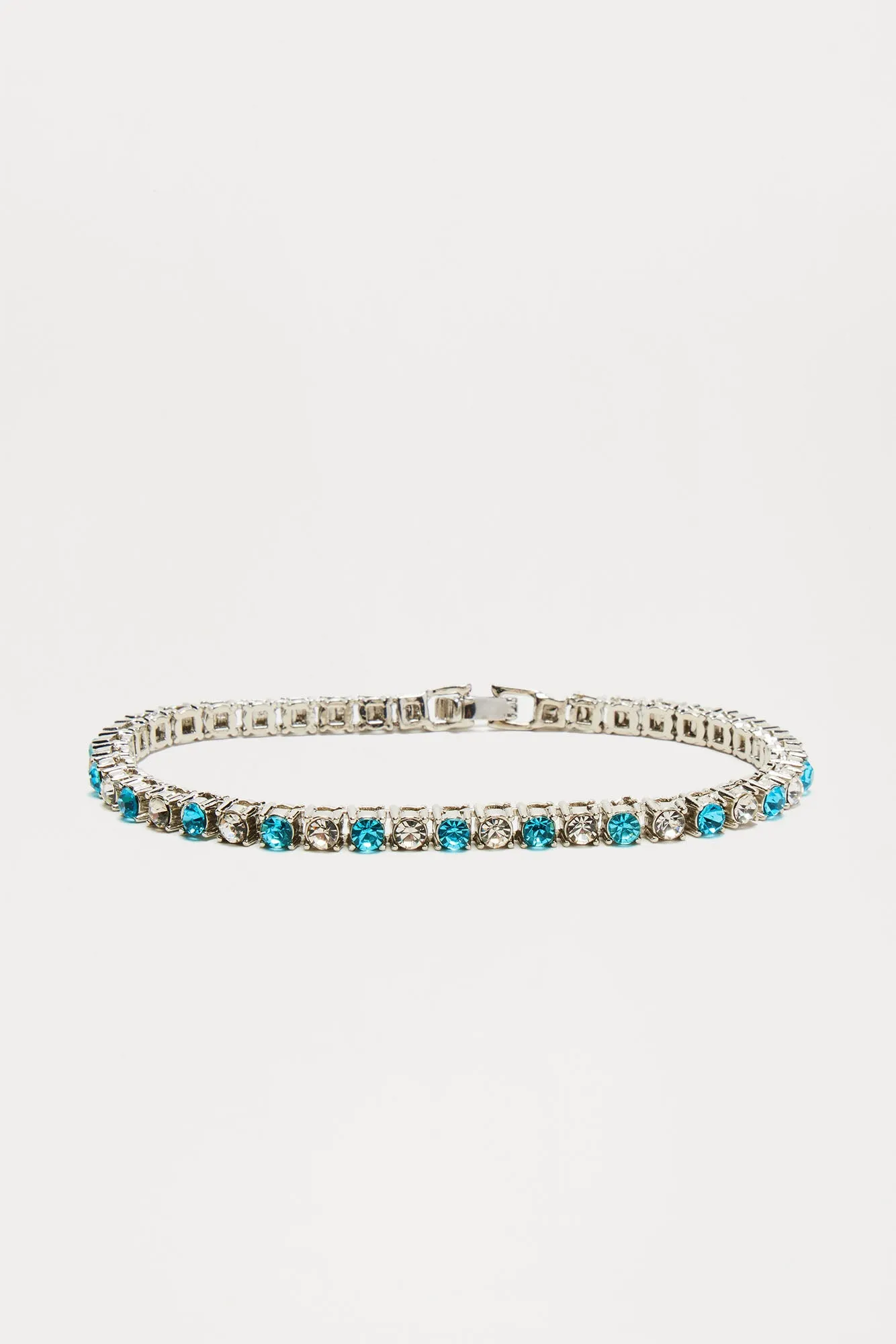 Blue Alternating Tennis Bracelet - Silver