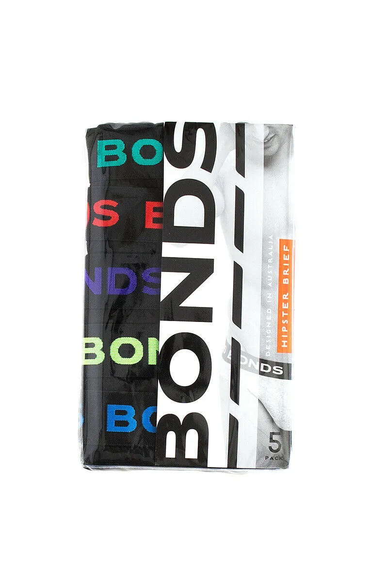 Bonds Mens 5 Pairs Hipster Cotton Underwear Mens Briefs Pairs Black S M L Xl Xxl