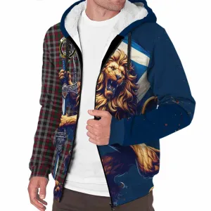 Borthwick Tartan Family Crest Sherpa Hoodie with Scottish Majestic Lion