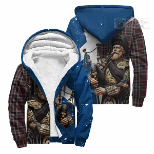 Borthwick Tartan Sherpa Hoodie with Family Crest Scottish Bagpiper Vibes