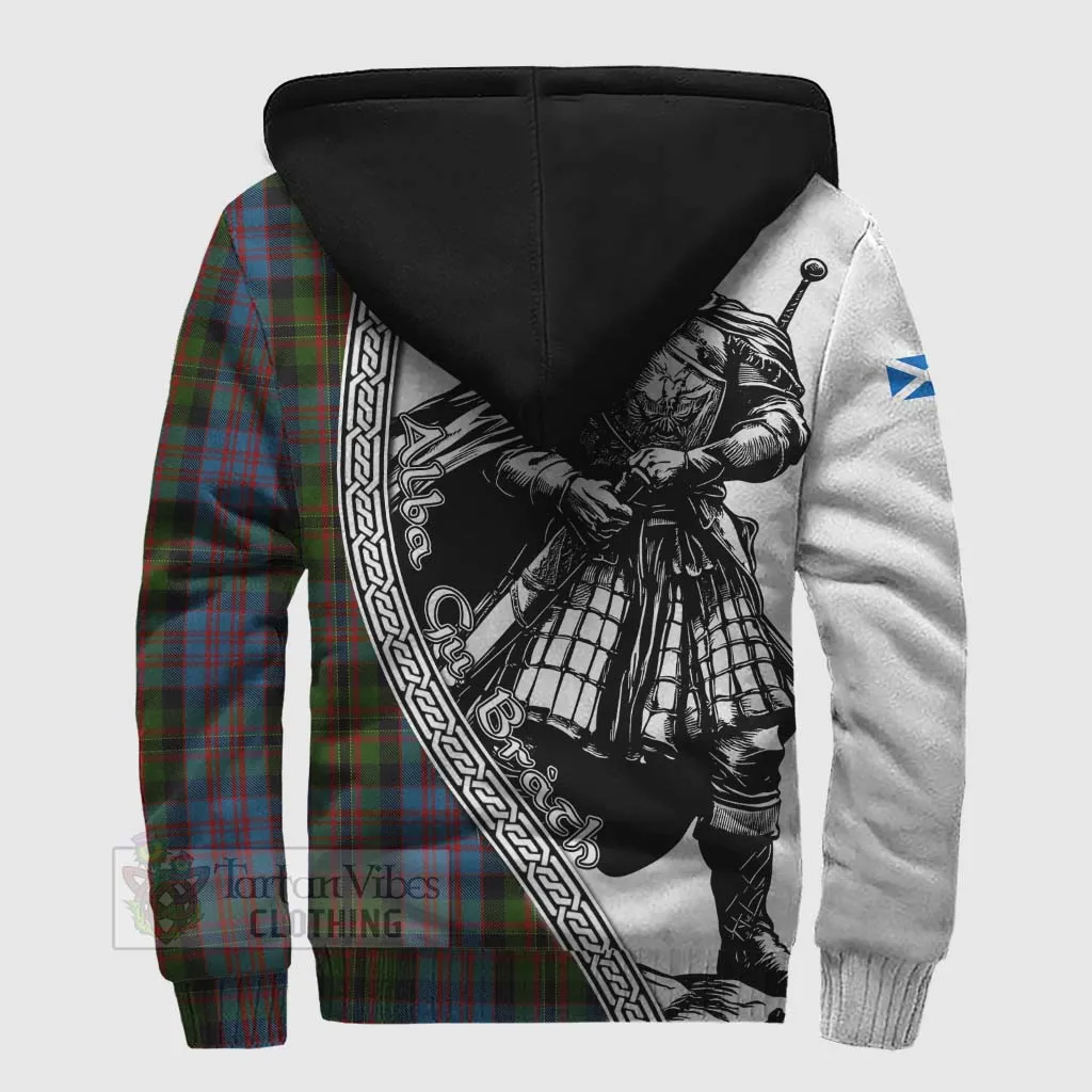 Bowie Tartan Clan Crest Sherpa Hoodie with Highlander Warrior Celtic Style