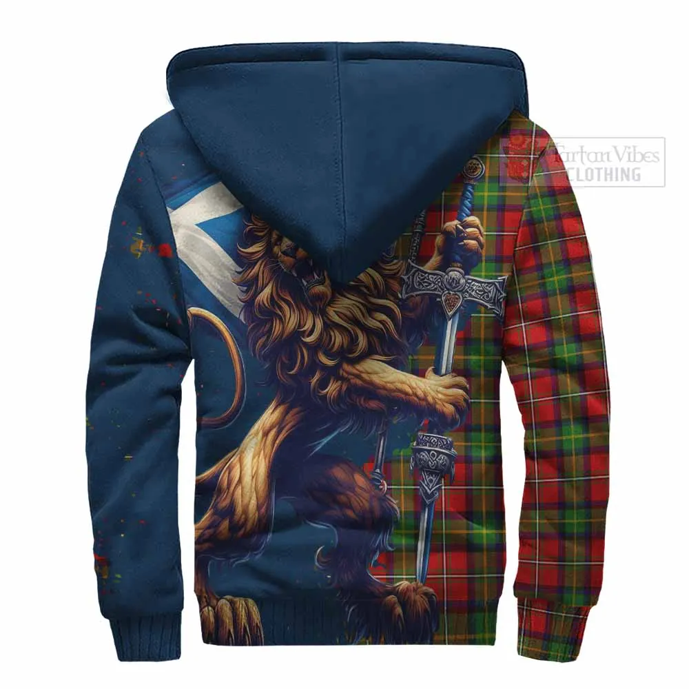 Boyd Tartan Family Crest Sherpa Hoodie with Scottish Majestic Lion