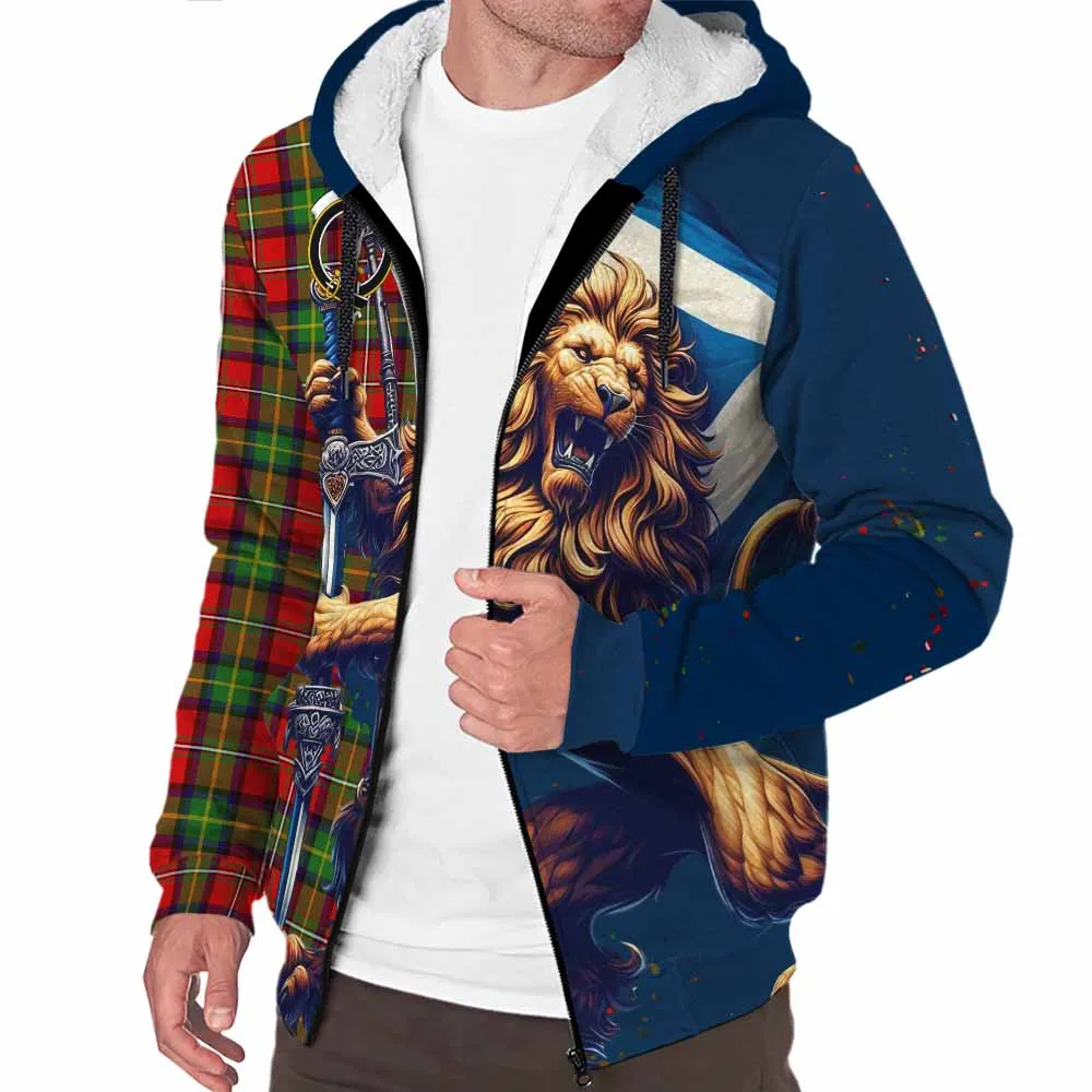 Boyd Tartan Family Crest Sherpa Hoodie with Scottish Majestic Lion