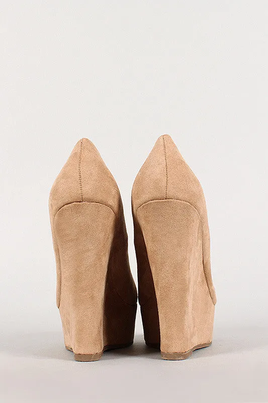 Breckelle Suede Round Toe Platform Wedge