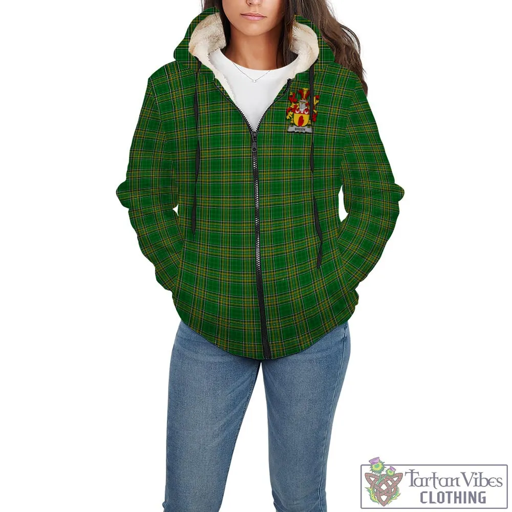 Breen Irish Clan Tartan Sherpa Hoodie with Coat of Arms