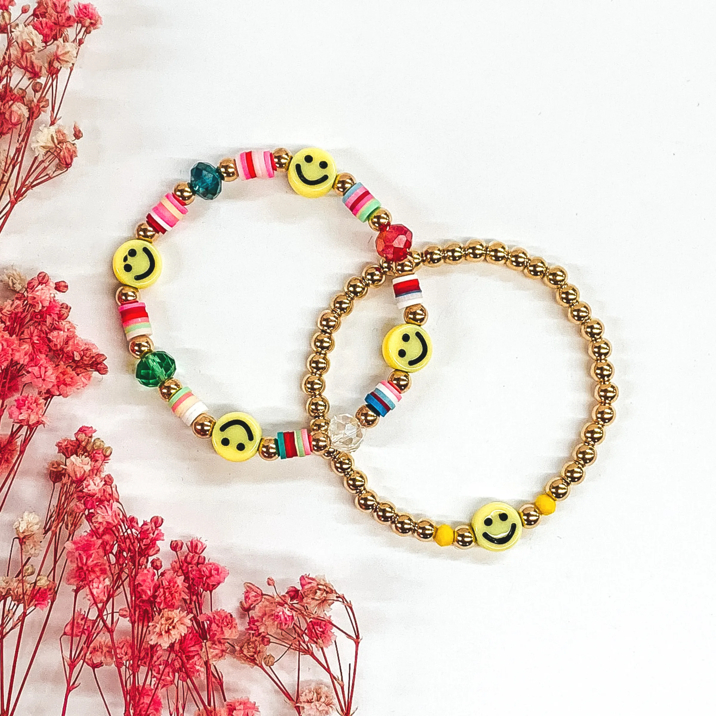 Bright Smiles Beaded Bracelet Set in Multicolored