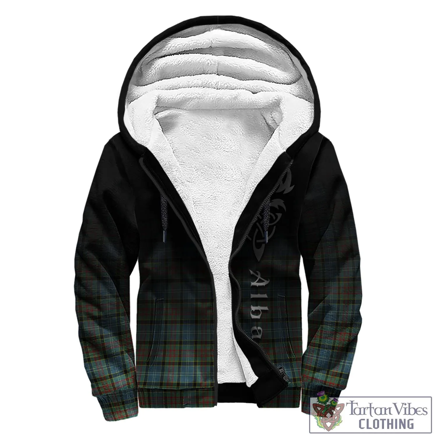 Brisbane Tartan Sherpa Hoodie Featuring Alba Gu Brath Family Crest Celtic Inspired