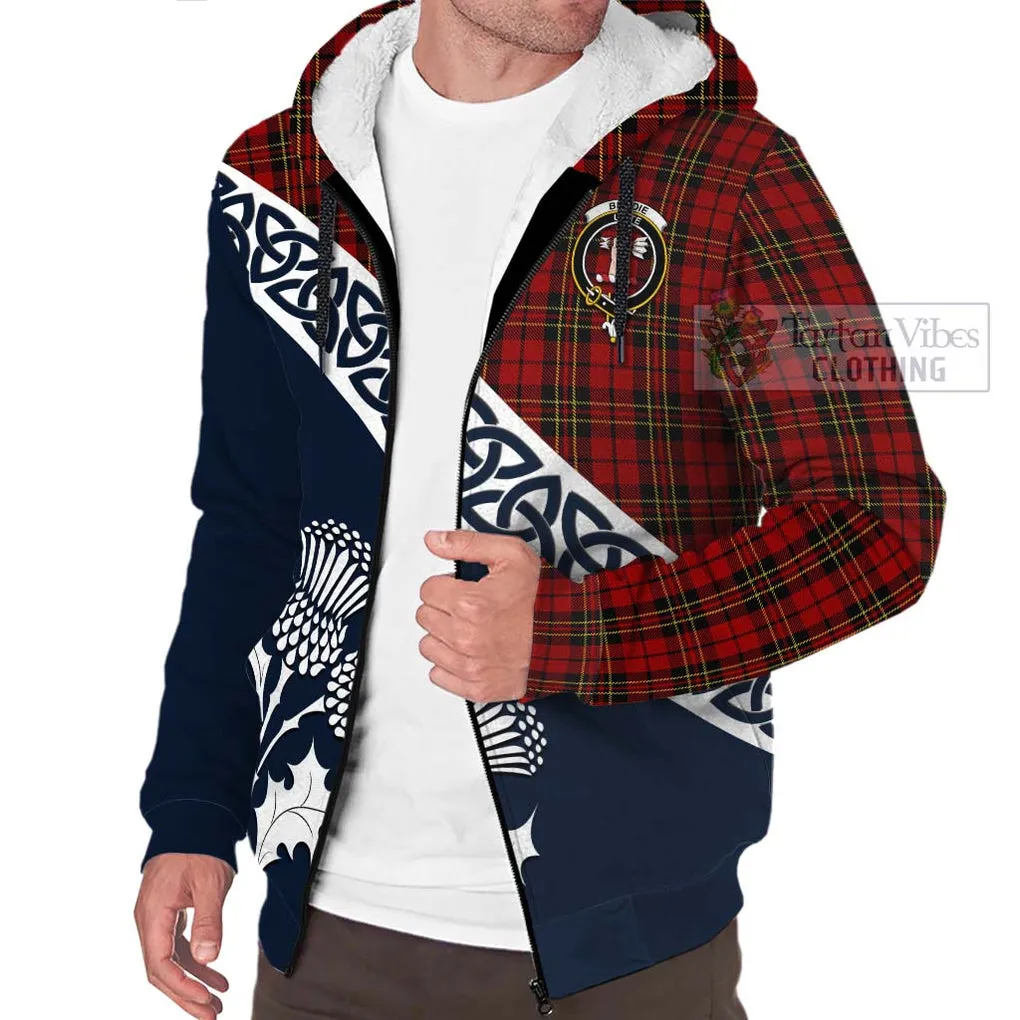 Brodie Tartan Sherpa Hoodie Featuring Thistle and Scotland Map