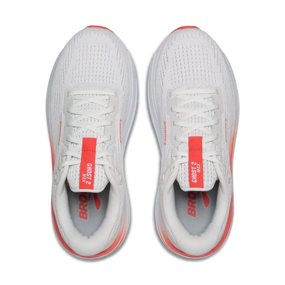 Brooks Ghost Max 2 (Womens) - White/Hot Coral