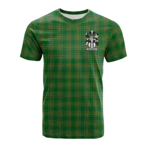 Brounker Irish Clan Tartan Cotton T-shirt with Coat of Arms