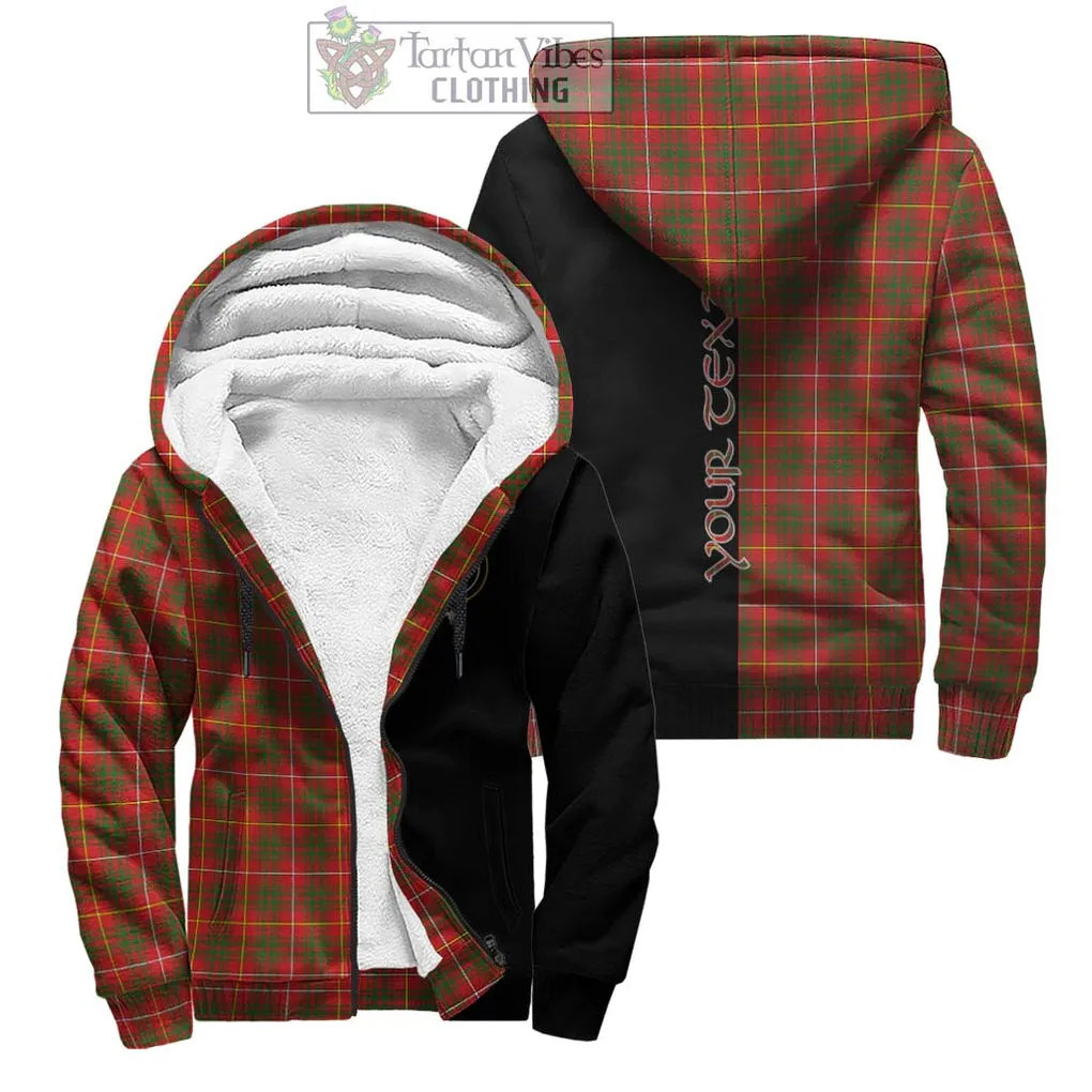 Bruce Modern Tartan Sherpa Hoodie with Family Crest and Half Of Me Style