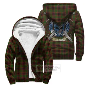 Buchan Tartan Sherpa Hoodie with Family Crest Celtic Skull Style