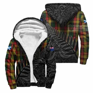 Buchanan Crest Tartan Sherpa Hoodie with New Zealand Silver Fern Half Style