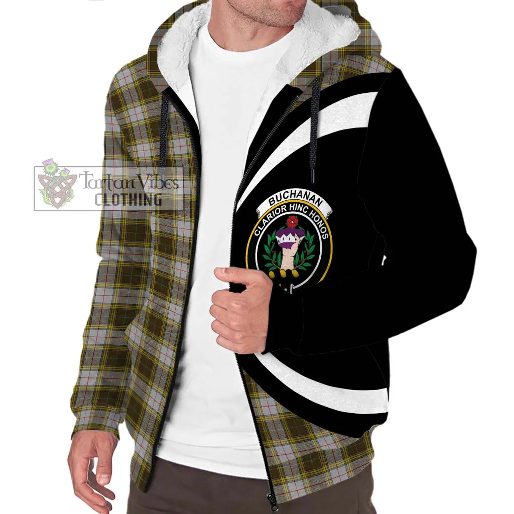 Buchanan Dress Tartan Sherpa Hoodie with Family Crest Circle Style