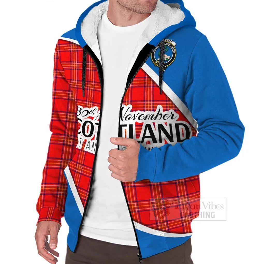 Burnett Family Crest Tartan Sherpa Hoodie Celebrate Saint Andrew's Day in Style