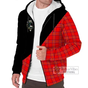 Burnett Modern Tartan Sherpa Hoodie with Family Crest and Military Logo Style