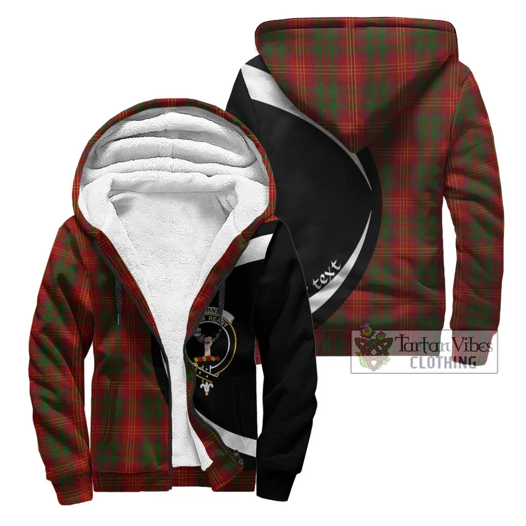 Burns Tartan Sherpa Hoodie with Family Crest Circle Style