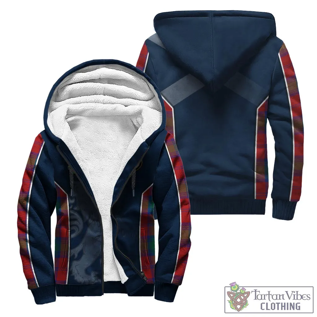 Byres (Byses) Tartan Sherpa Hoodie with Family Crest and Lion Rampant Vibes Sport Style