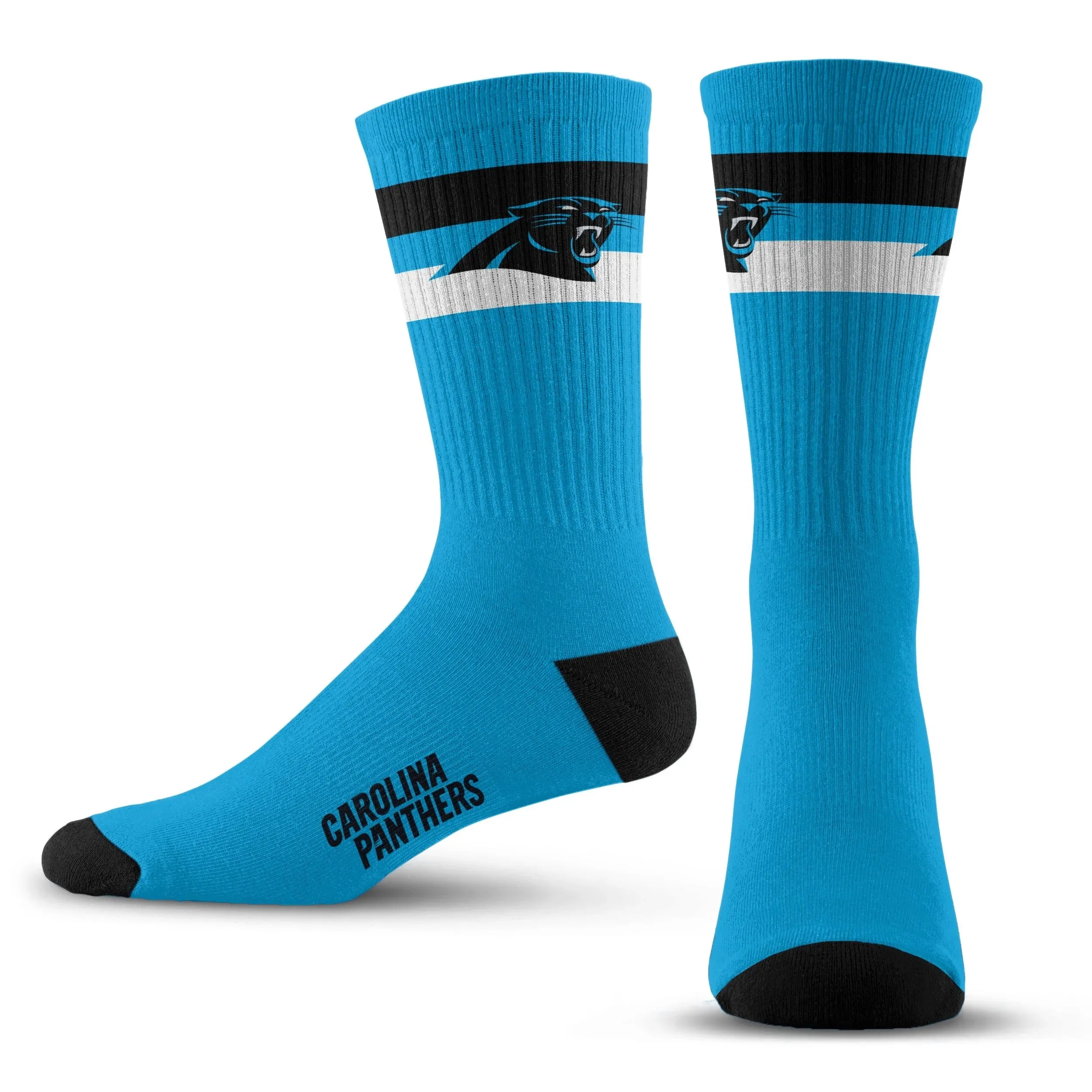 Carolina Pro Pro Football Socks Adult Team Logo and Colors Large Crew Sport Socks Footwear for Men and Women Game Day Apparel