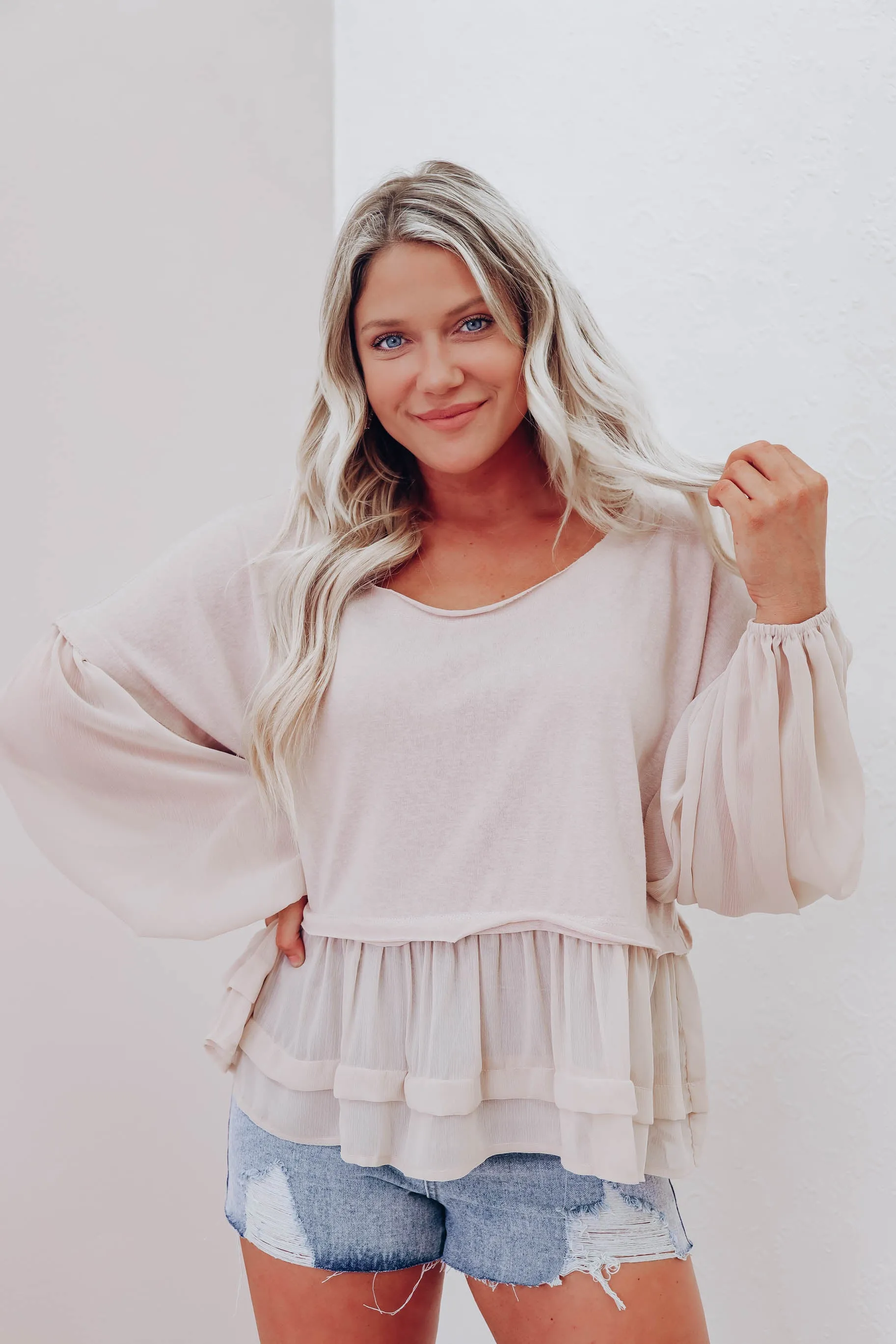 Chiffon Contrast Baby Doll Top