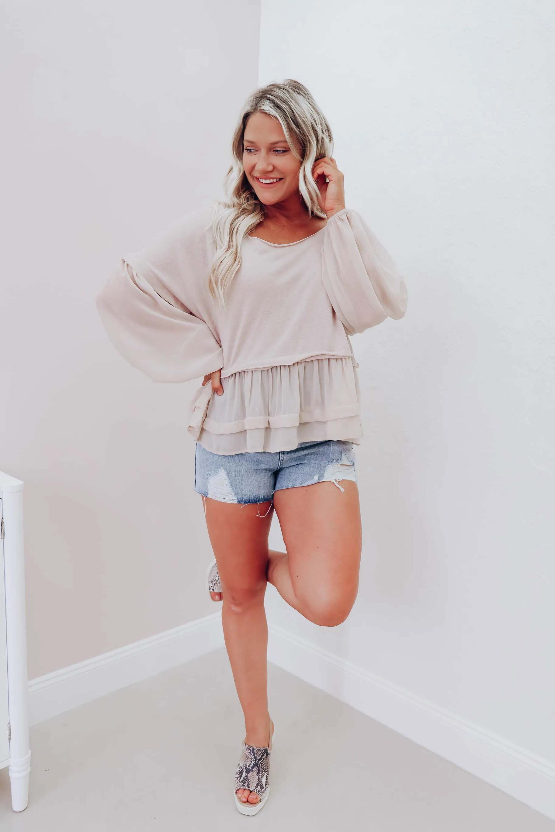 Chiffon Contrast Baby Doll Top