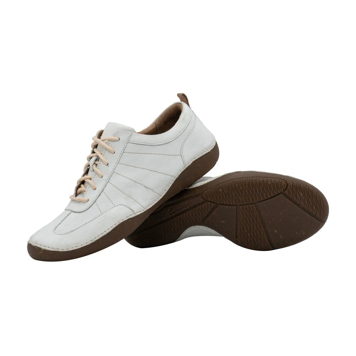 Clarks Autumn Garden Trainers Low-Top Sneakers Leather White Colour For Women