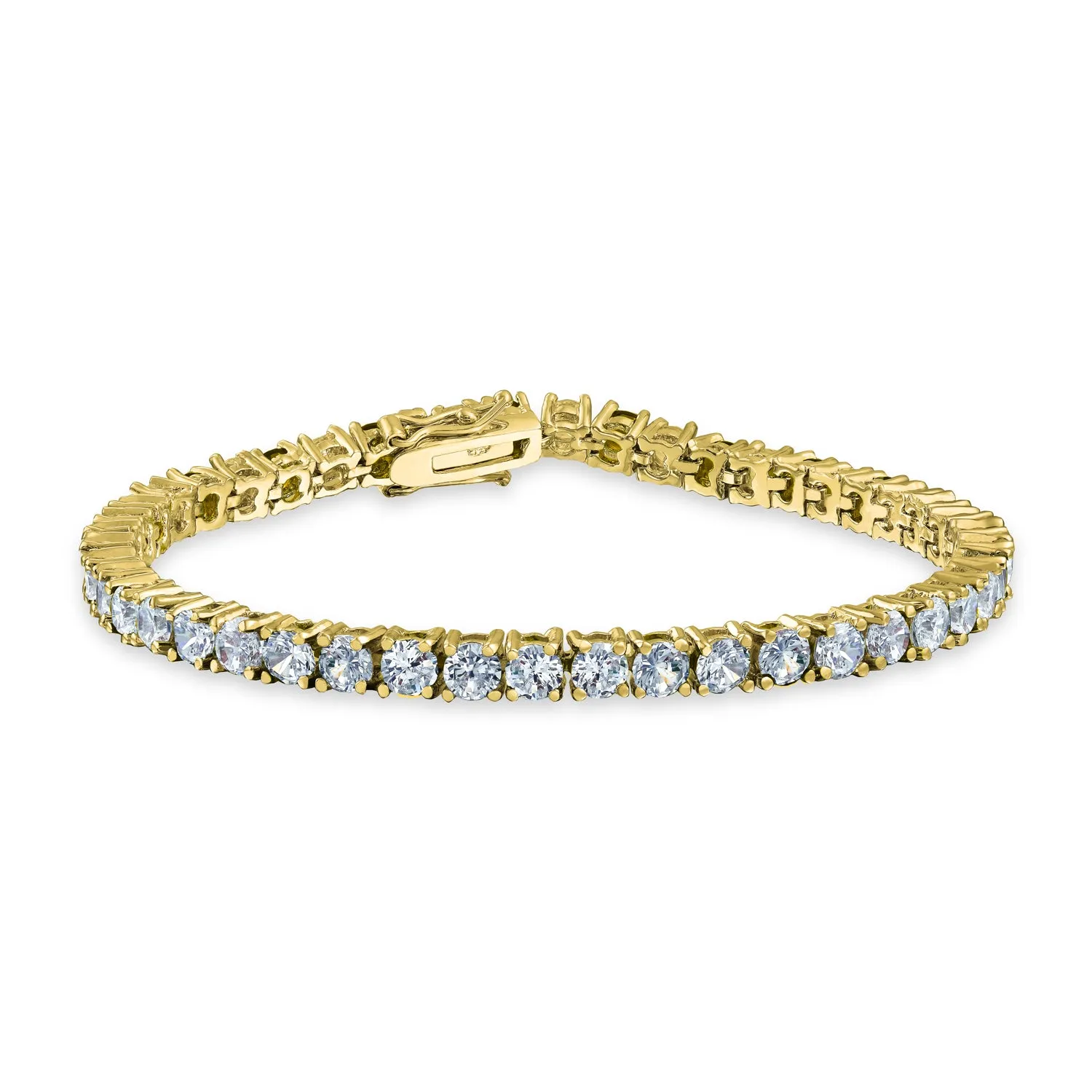 Classic Cubic Zirconia Solitaire CZ Tennis Bracelet Gold Plated Jewel Colors 7.5