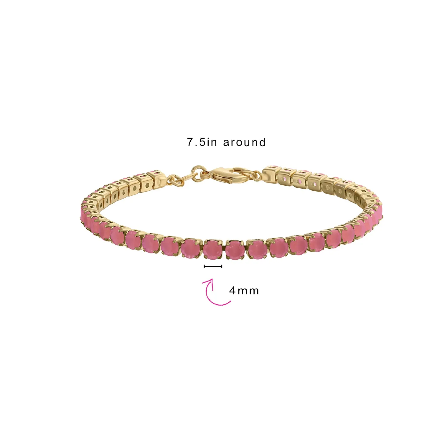 Classic Cubic Zirconia Solitaire CZ Tennis Bracelet Gold Plated Jewel Colors 7.5