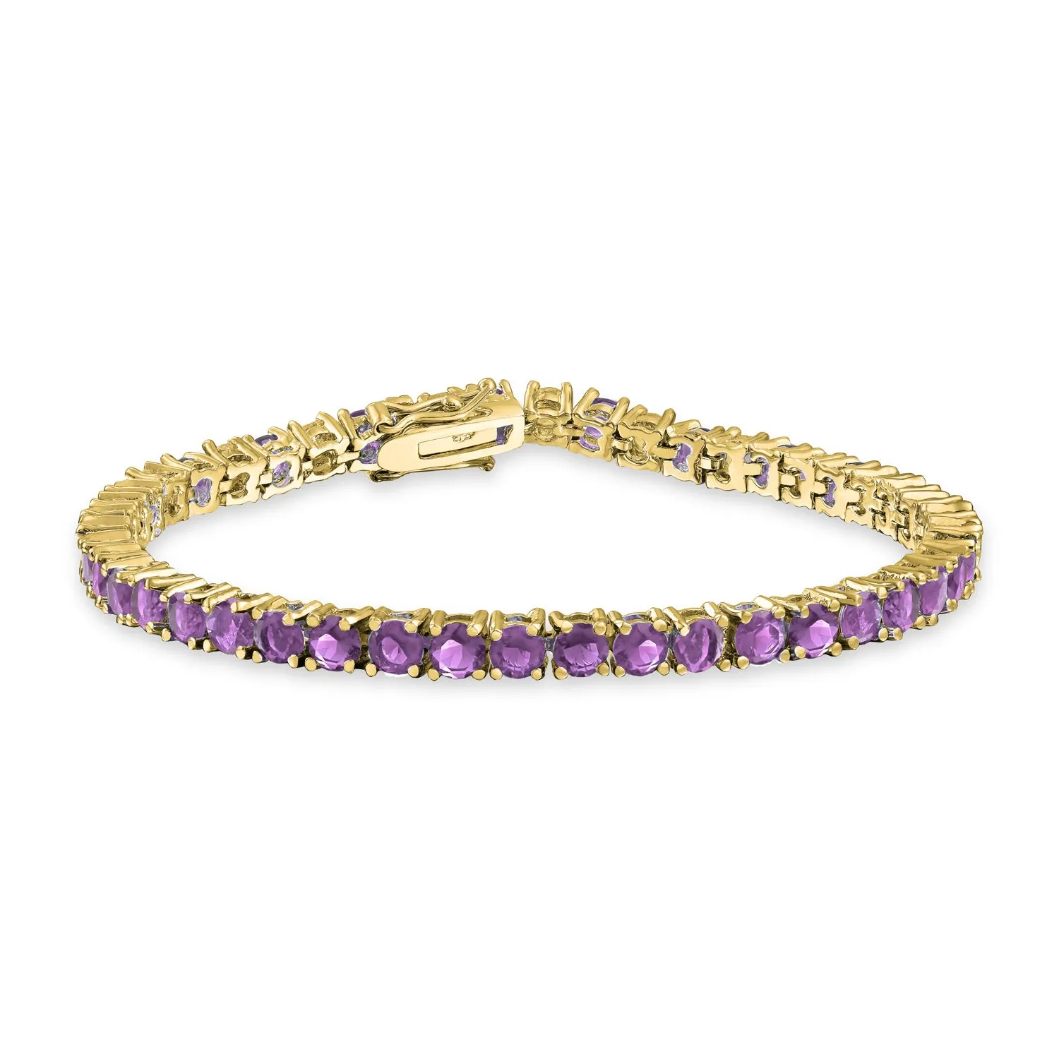 Classic Cubic Zirconia Solitaire CZ Tennis Bracelet Gold Plated Jewel Colors 7.5