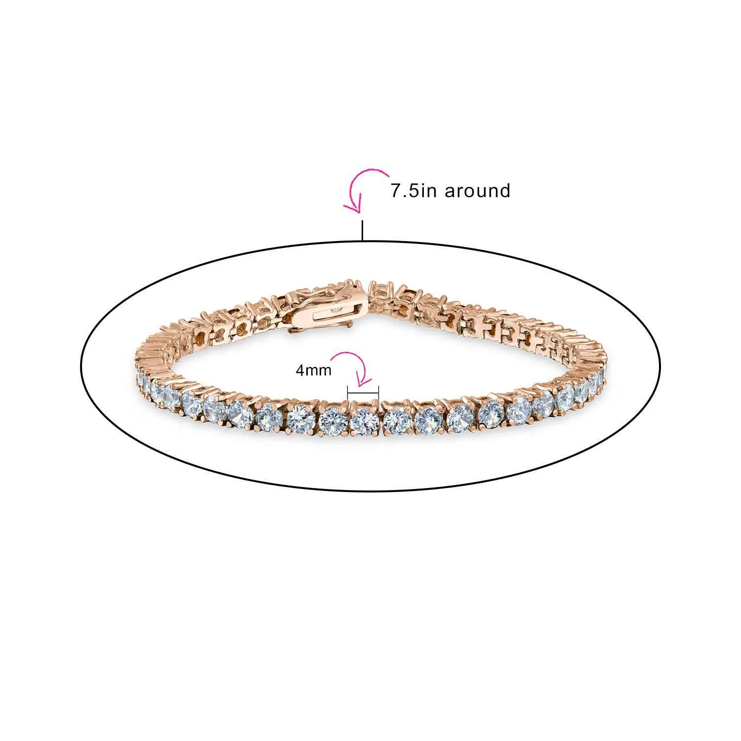 Classic Cubic Zirconia Solitaire CZ Tennis Bracelet Gold Plated Jewel Colors 7.5