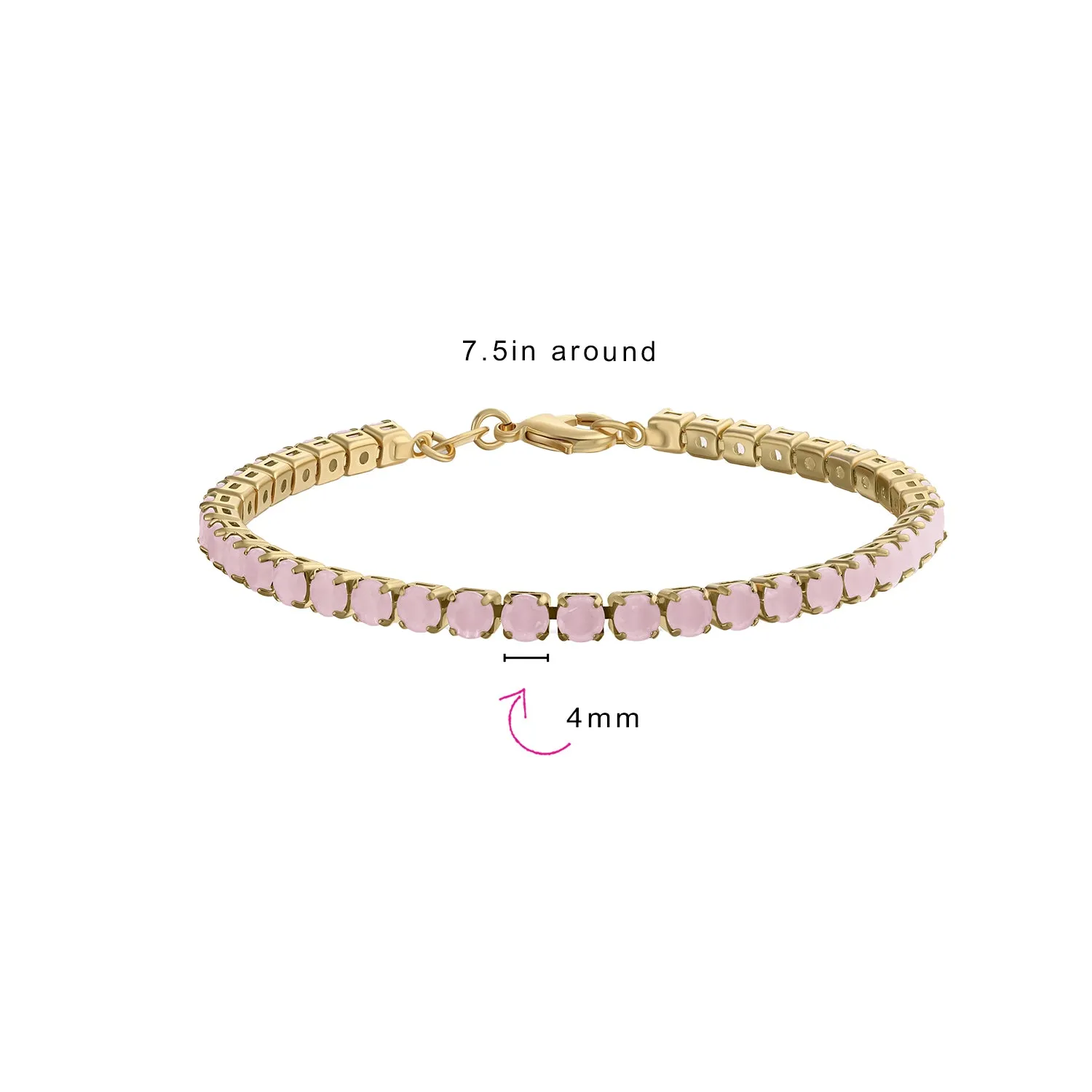 Classic Cubic Zirconia Solitaire CZ Tennis Bracelet Gold Plated Jewel Colors 7.5