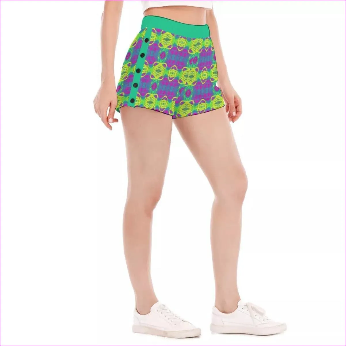 Club Lights Womens Short Pants With Side Button Closure