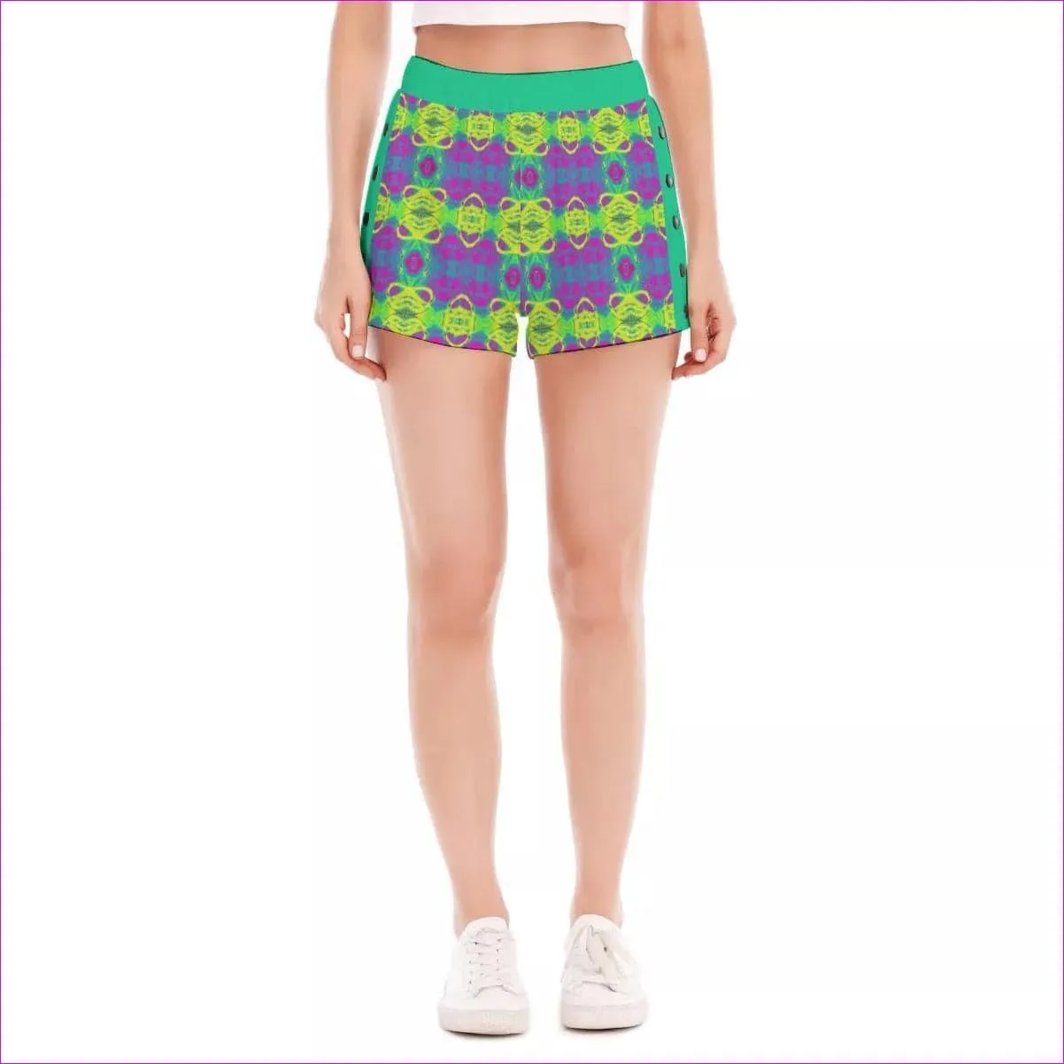 Club Lights Womens Short Pants With Side Button Closure