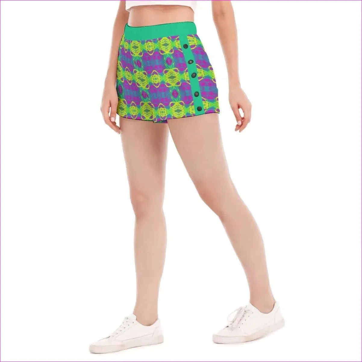 Club Lights Womens Short Pants With Side Button Closure