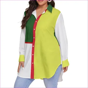 Color Block Astute Womens Button-Up Shirt Voluptuous ( ) Plus Size