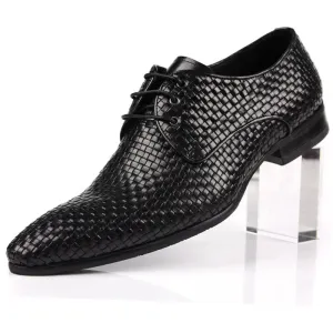 Cowhide Woven Breathable Business Formal Pointed Toe Shoes