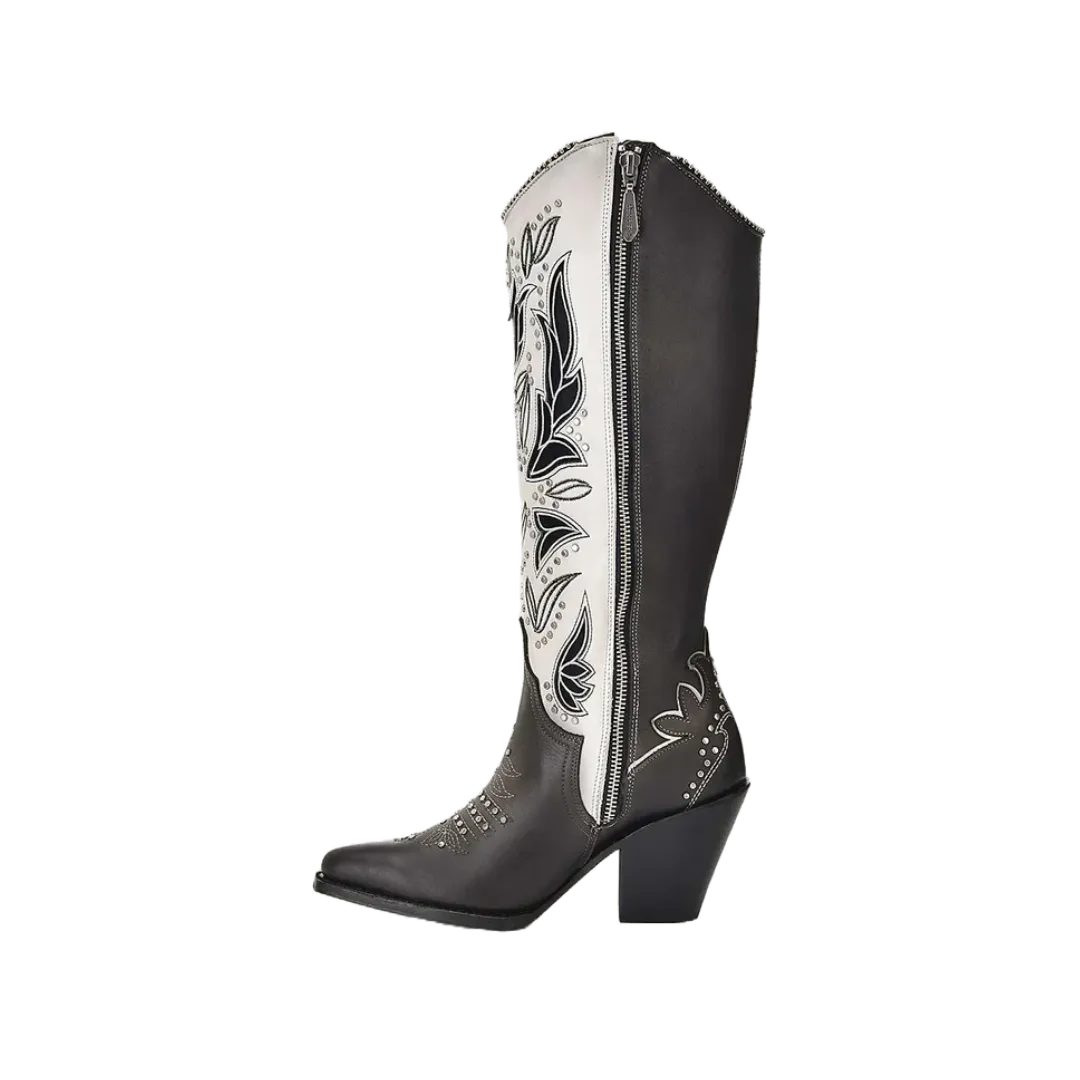 Cuadra Women's Embroidered & Studded Tokio Grey Boot